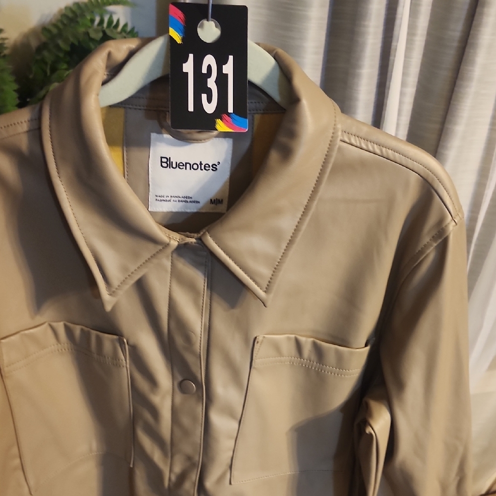Bluenotes Beige Pleather Jacket...Medium
